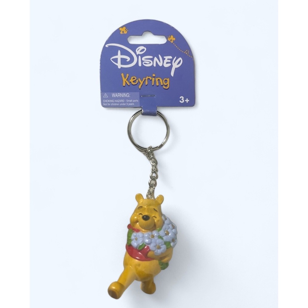 Winnie The Pooh Pvc Figural Key Ring Yellow Flowers